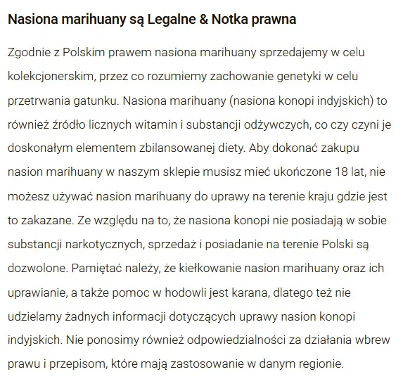 nasiona marihuany sa legalne - notka prawna